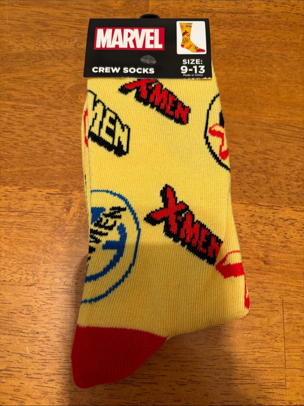 Marvel X-Men Yellow Crew Socks with Red Accents - Men's